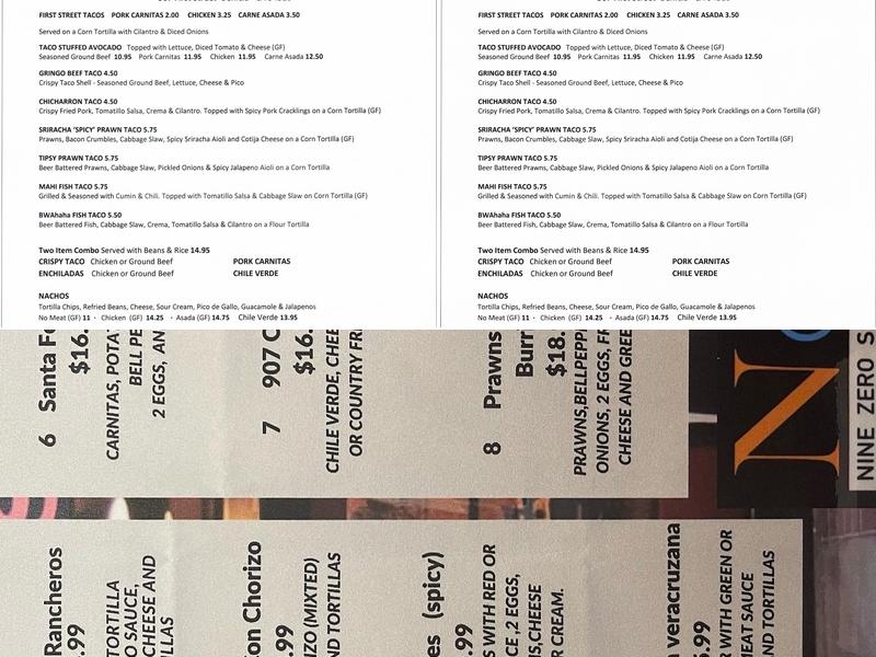 907Grill Menu