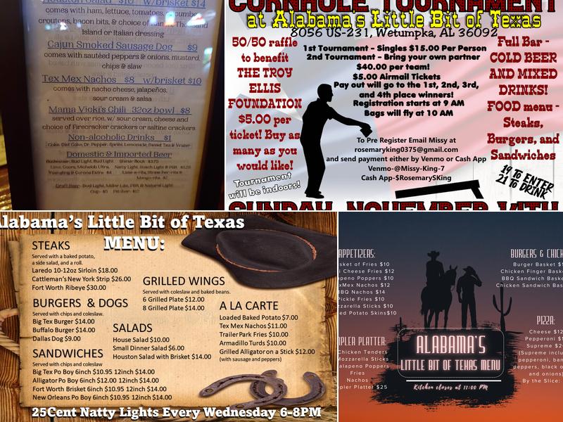 Alabama’s Little Bit of Texas Menu