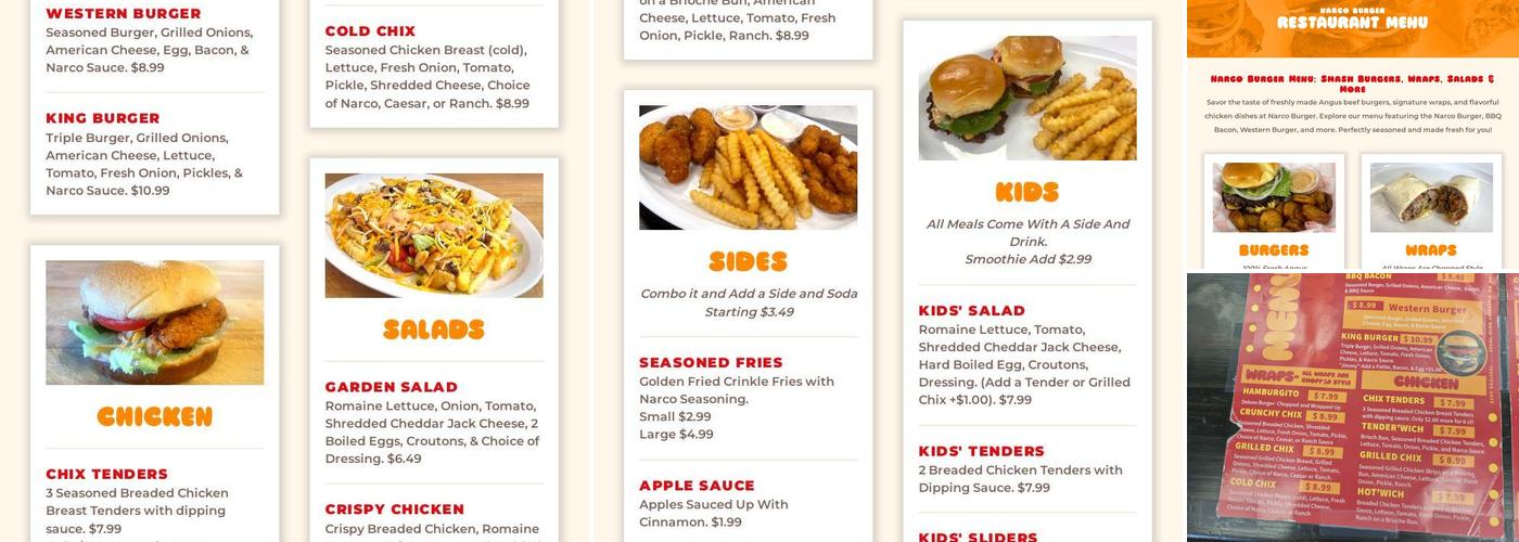 Narco Burger Menu