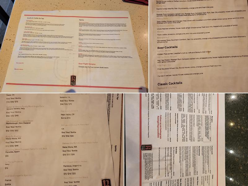 Raleigh Tap Room Menu