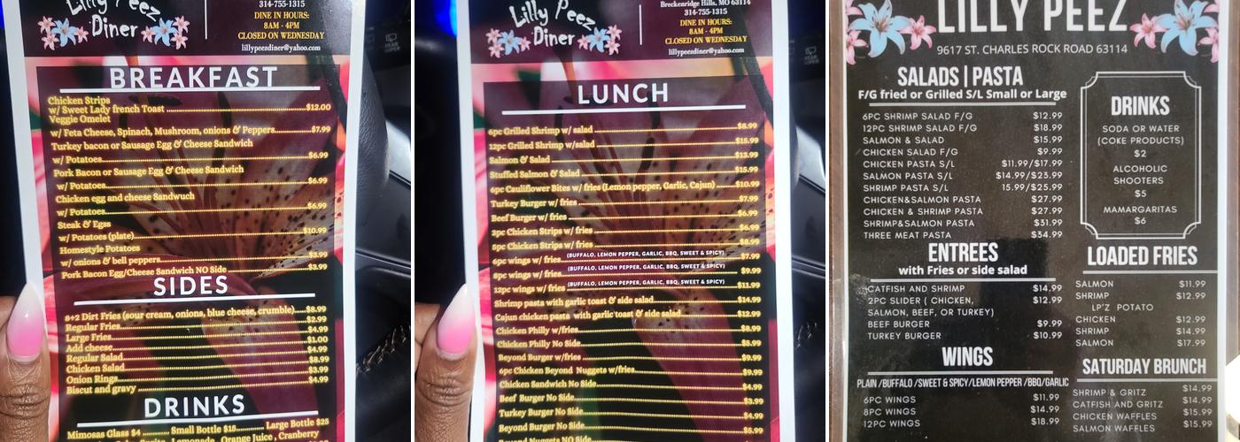 Lilly Peez Diner Menu
