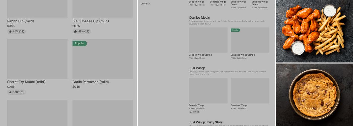 It's Just Wings Menu