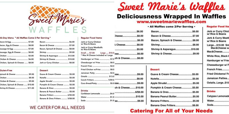 Sweet marie waffles Menu
