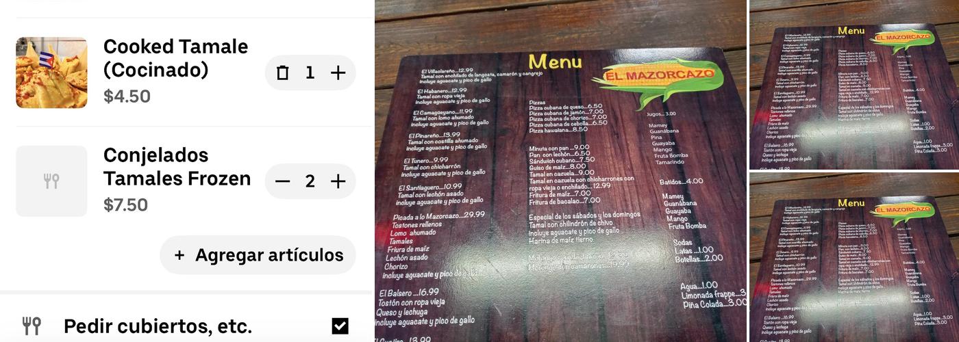 El mazorcazo Menu