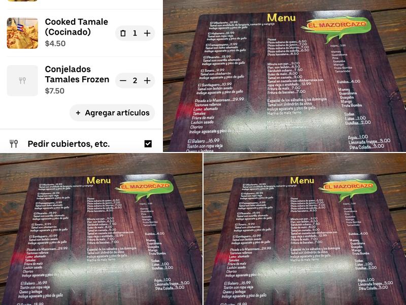 El mazorcazo Menu