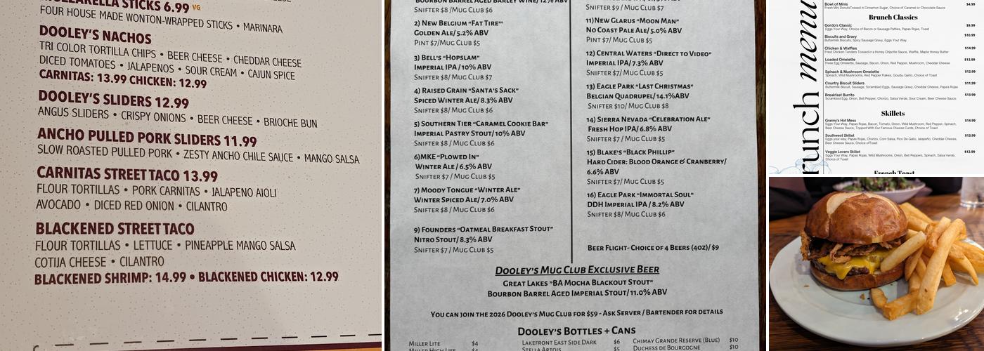Dooley's Menu
