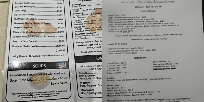 Gibson's Frosty Kiss, LLC Menu