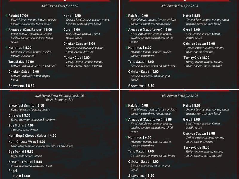 Wafa's Kitchen Menu