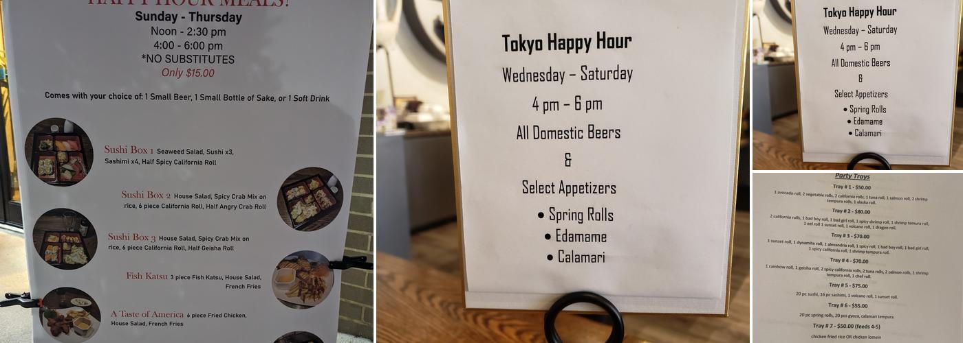 Tokyo Menu