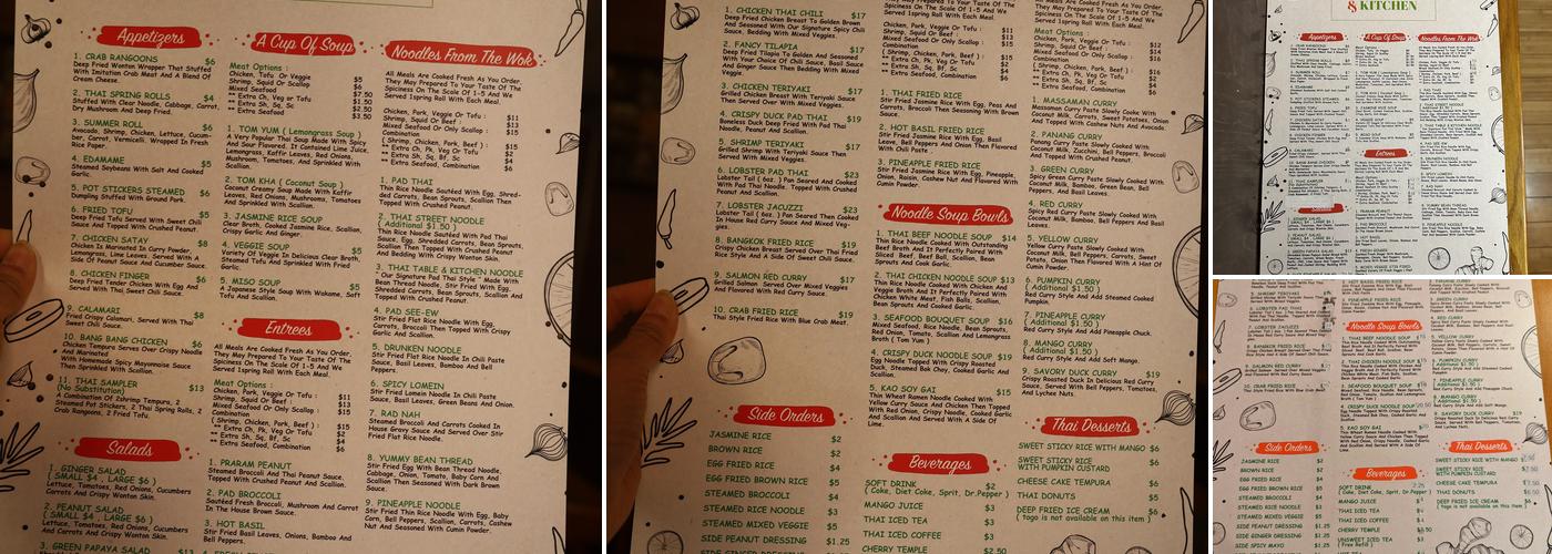 Thai Table & Kitchen Menu