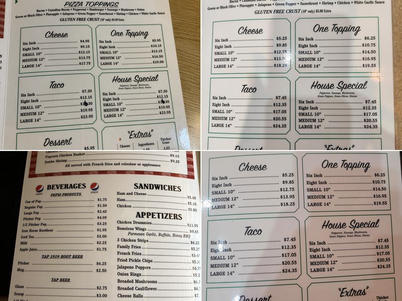 Dars Pizza Menu