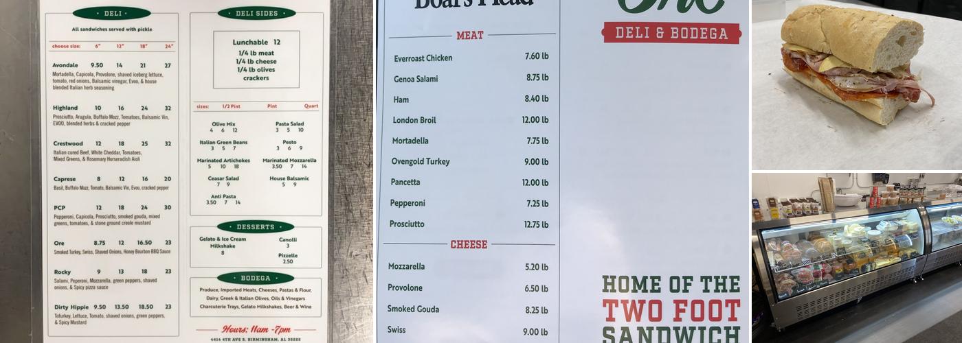 Ore Mercantile, Deli, & Bodega Menu