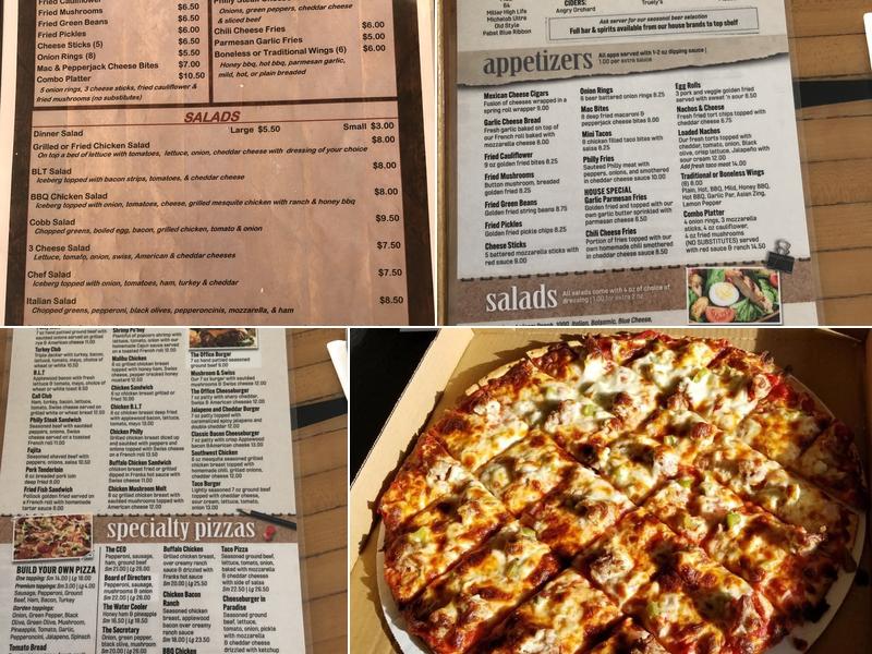 The office bar, grill, pizza too! Menu