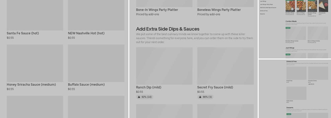 It's Just Wings Menu
