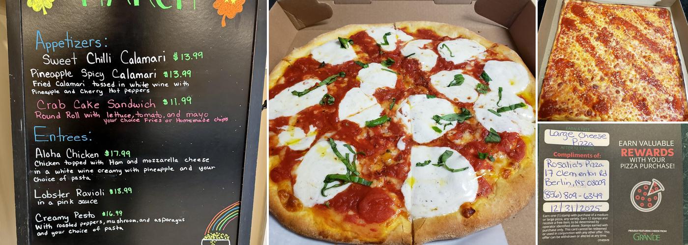 Rosalia's Pizza Menu