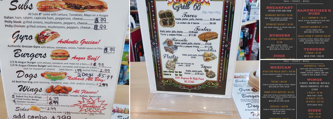 Grill 68 Menu