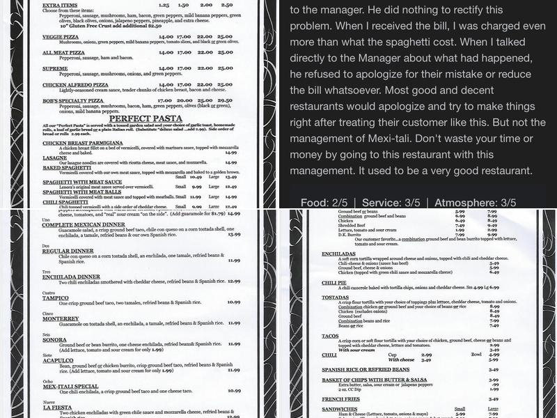 Mex-Itali Menu