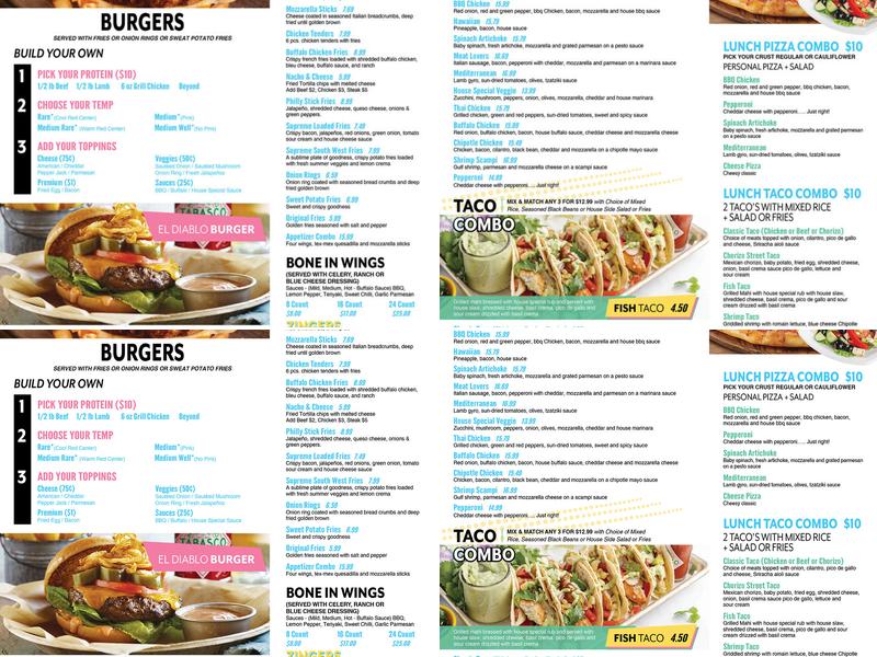 The Hideaway Cafe Menu
