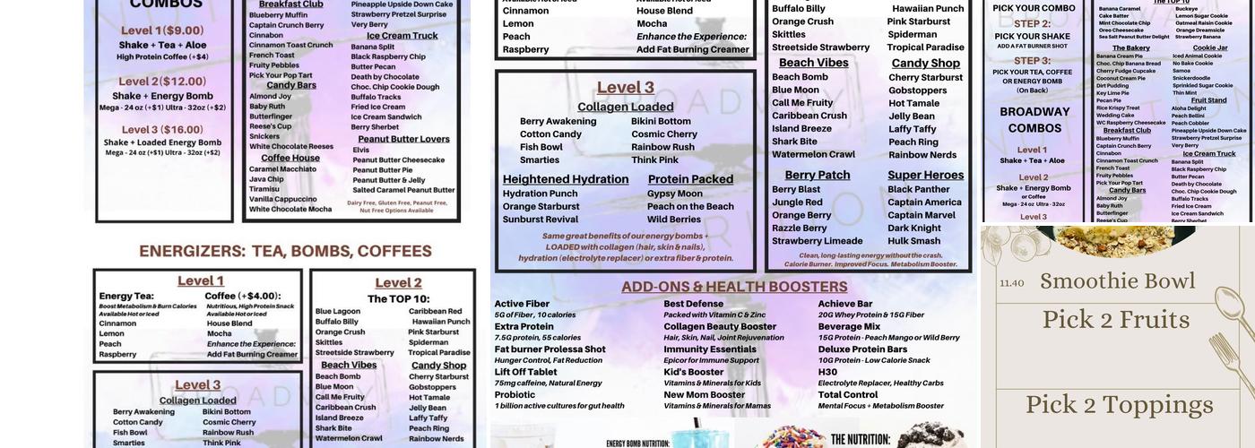Broadway Nutrition Menu