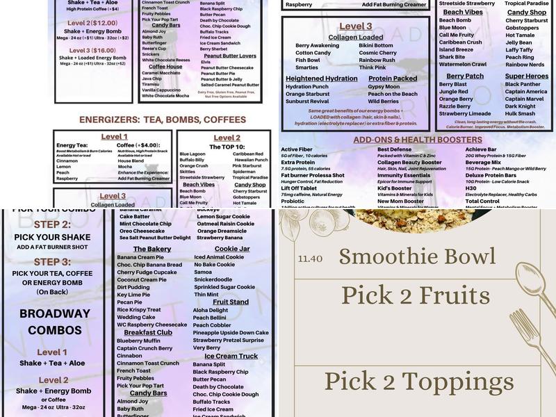 Broadway Nutrition Menu