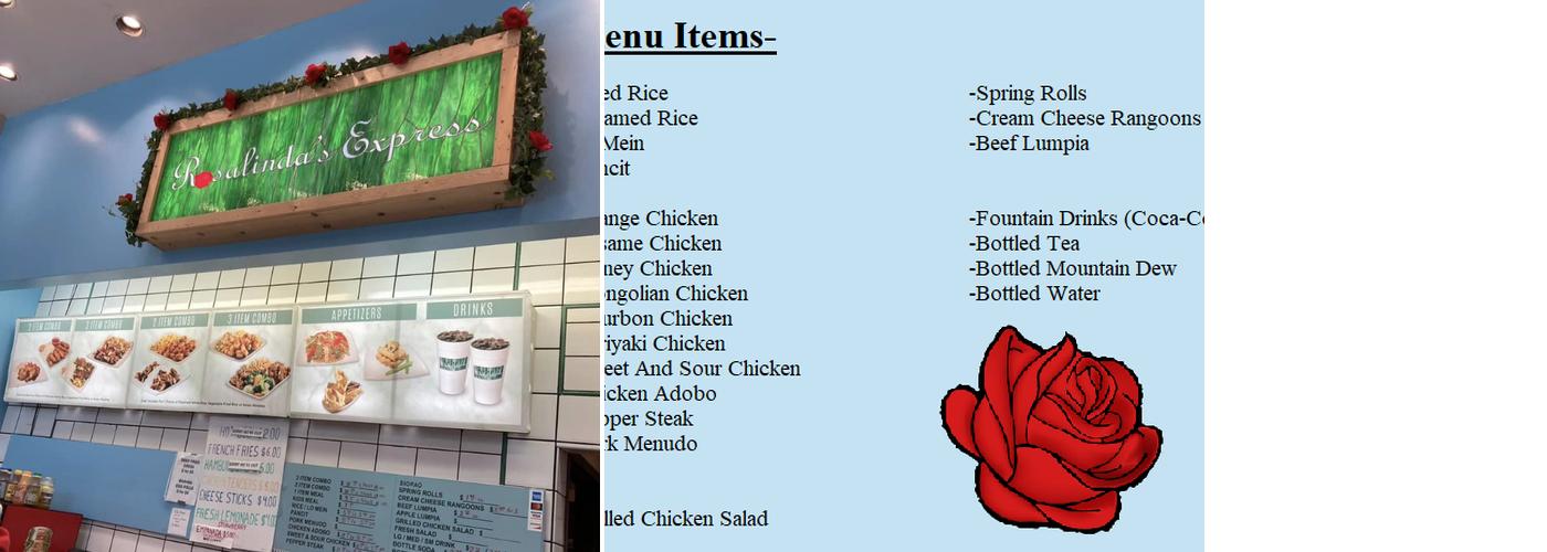 Rosalinda Express Menu