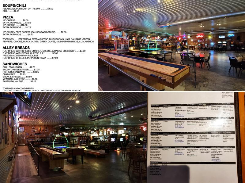 The Alley Sports Bar Menu