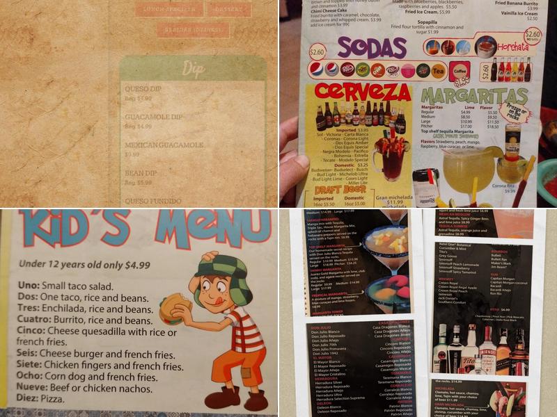 El Mezón Authentic Mexican Restaurant Menu