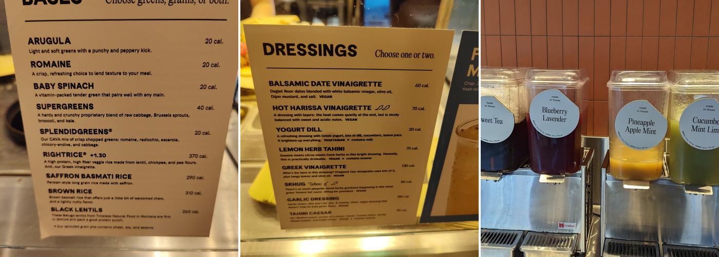CAVA Menu