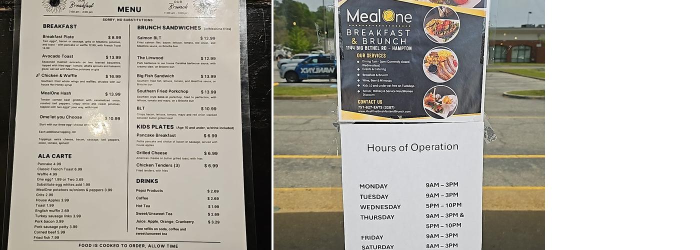 MealOne Breakfast & Brunch Menu