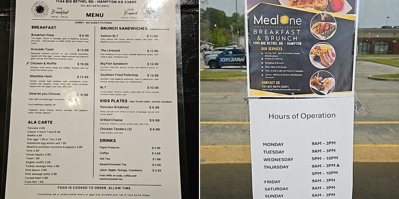 MealOne Breakfast & Brunch Menu
