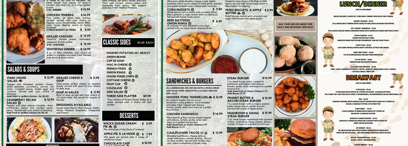 Dining at Spring Mill Inn Menu