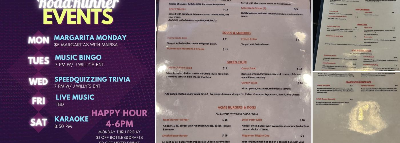 The Road Runner Pub Menu