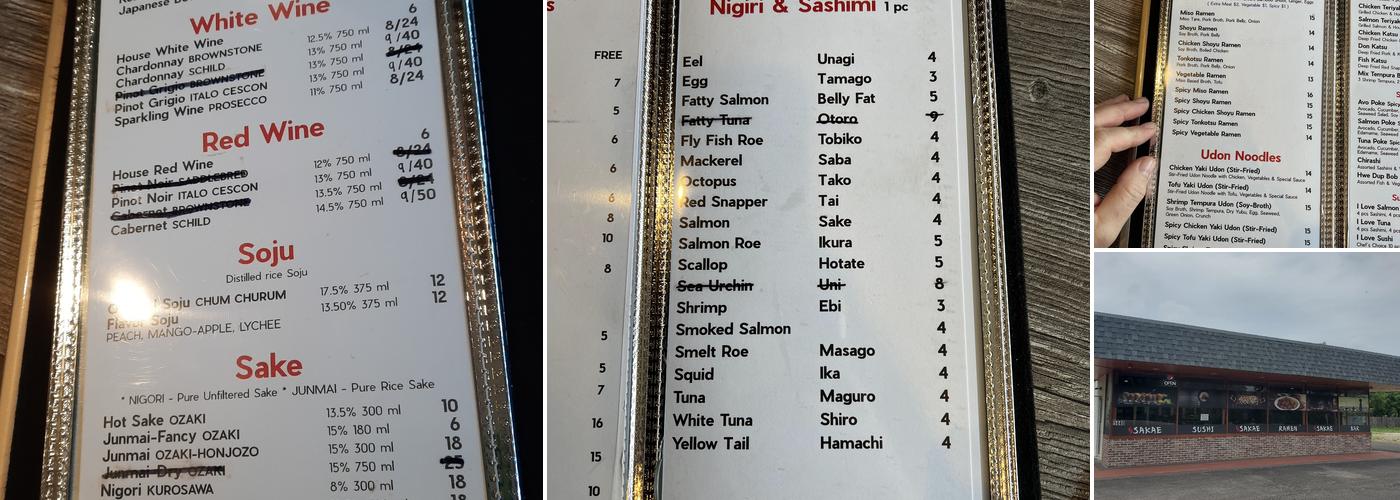 Sakae Sushi Menu