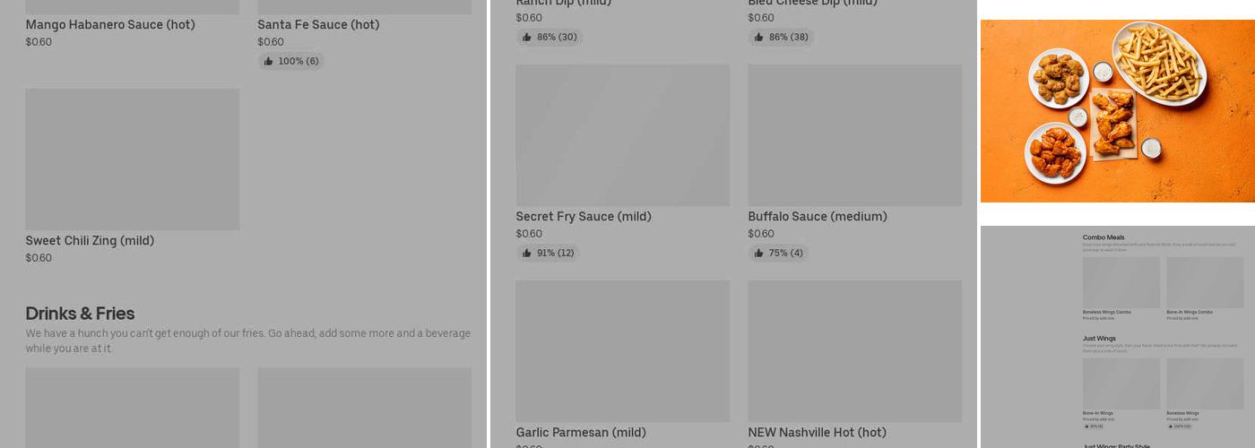 It's Just Wings Menu