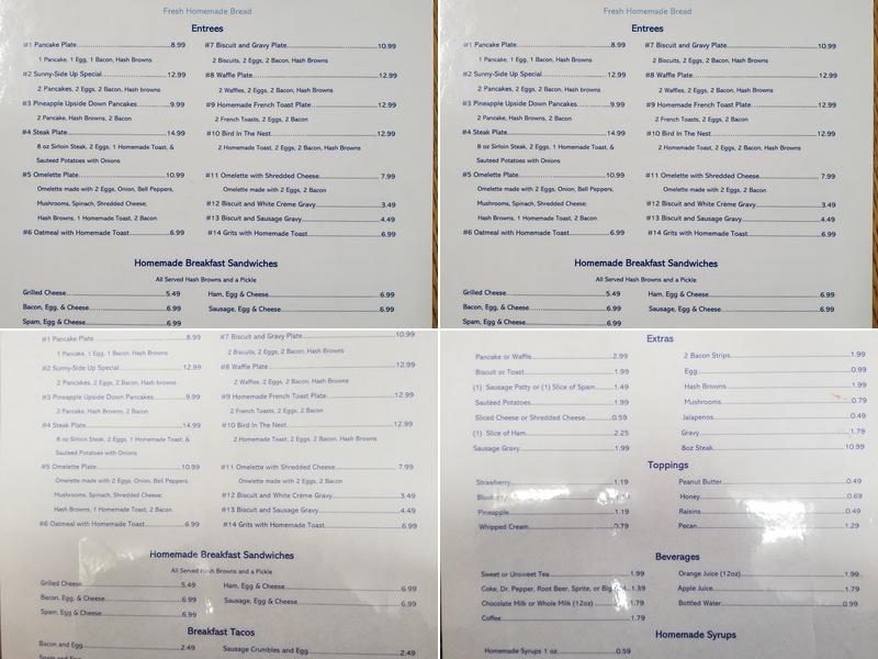 Sunny-Side Up Cafe Menu