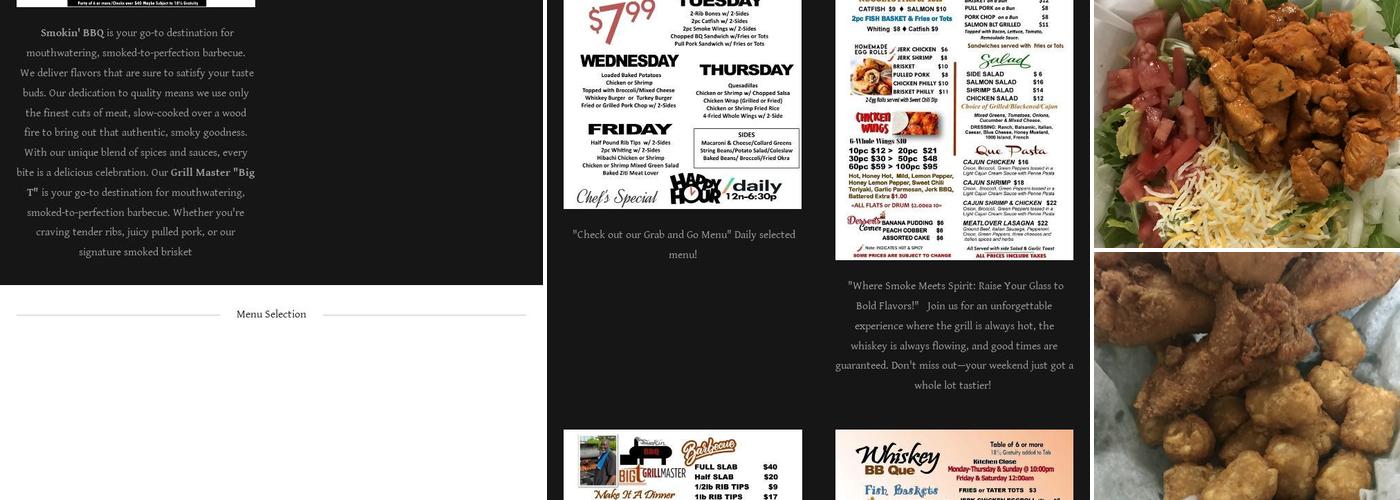 Whiskey BB Que Menu
