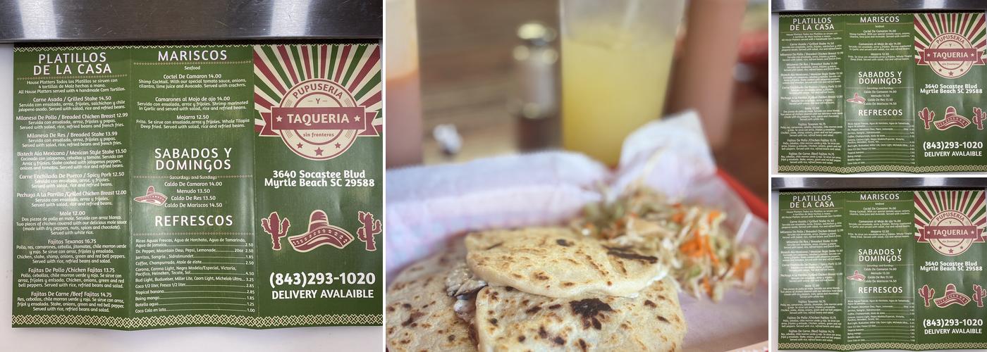 Pupuseria y Taqueria Sin Fronteras Menu