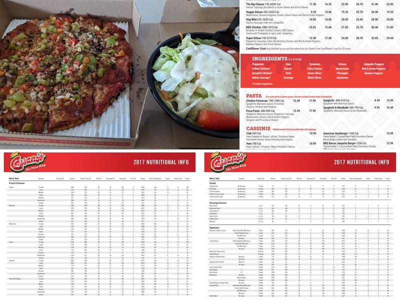 Cassano's Pizza King Menu