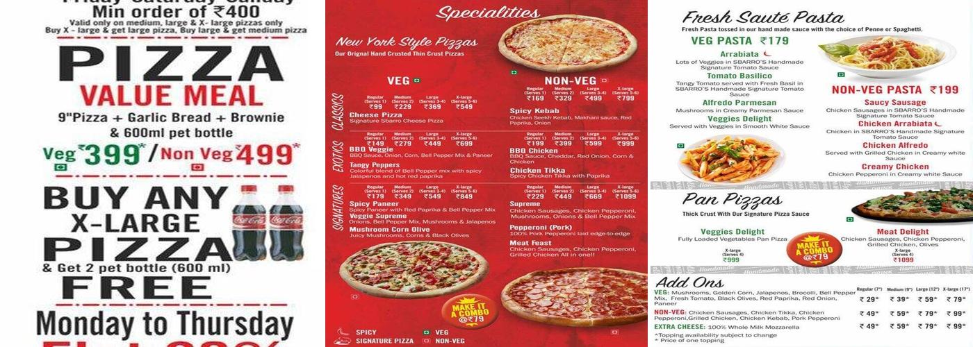 Sbarro Menu
