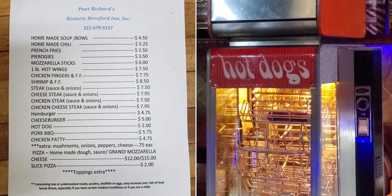 Poor Richards Historic Hereford Inn Menu