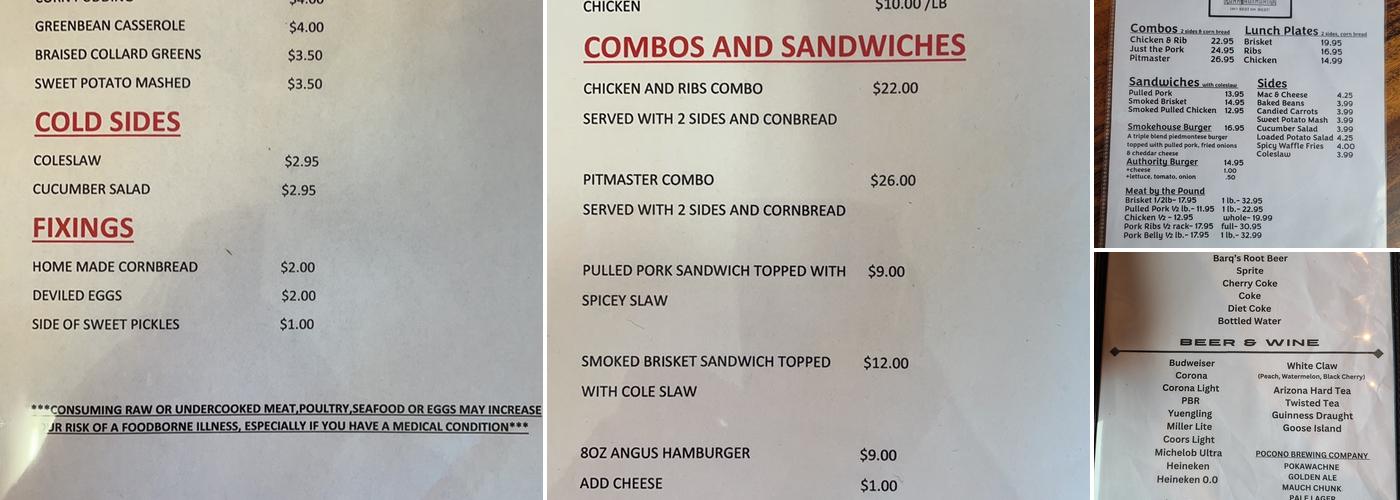 Pork Authority BBQ Menu