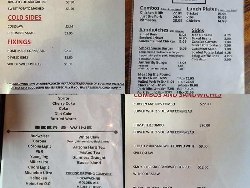 Pork Authority BBQ Menu
