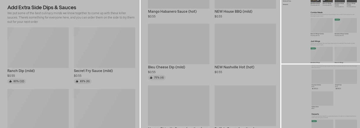 It's Just Wings Menu