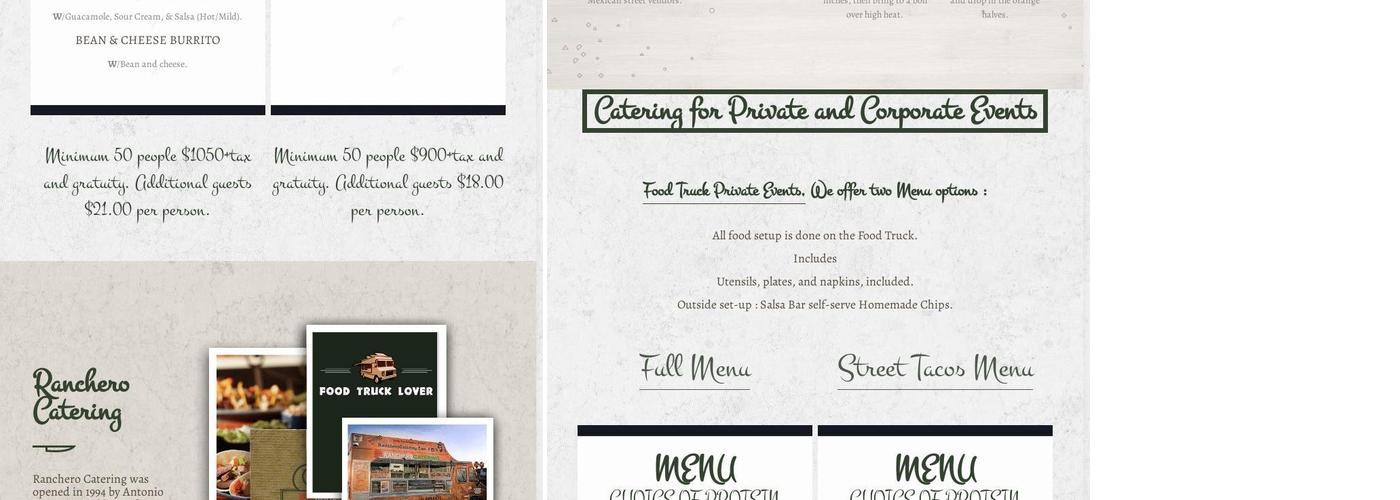 Ranchero Catering Menu
