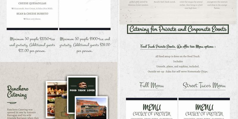 Ranchero Catering Menu