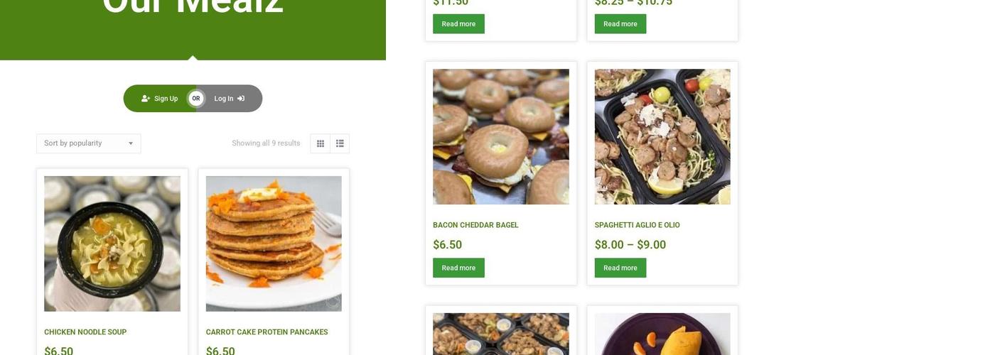 Meal Prep Proz, LLC Menu