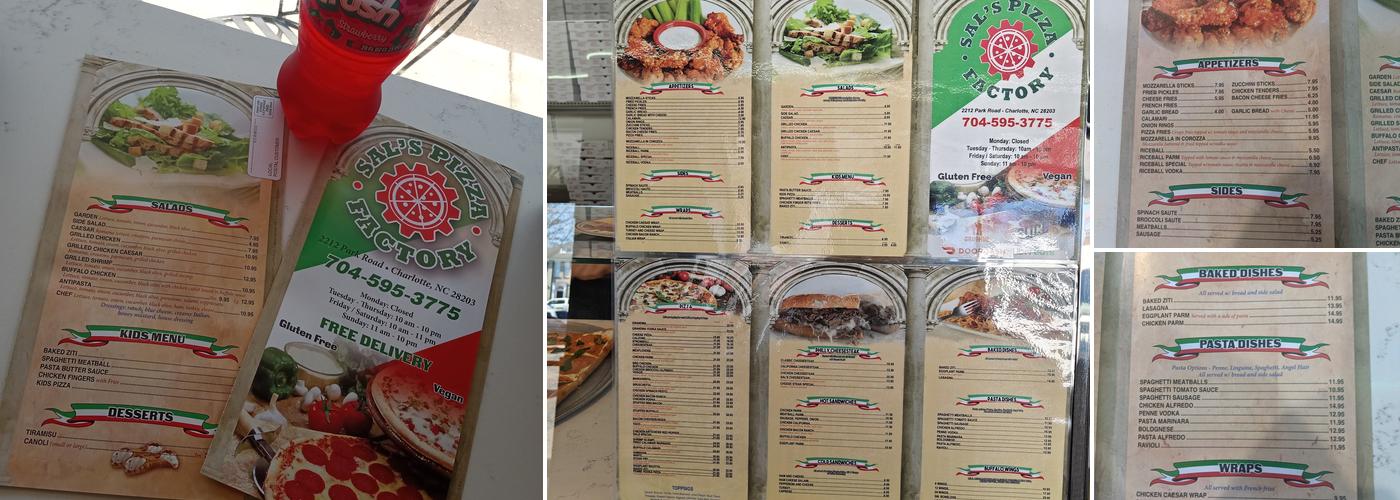 Sal’s Pizza Factory Menu
