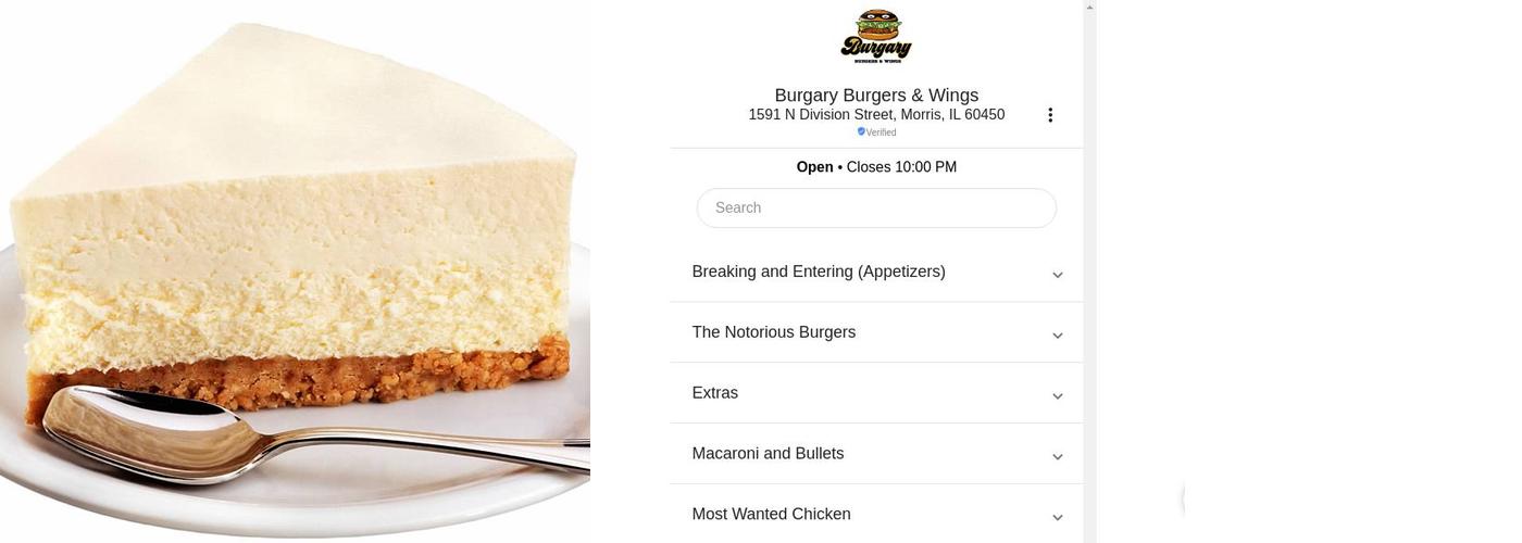 Burgary Burgers & Wings Menu