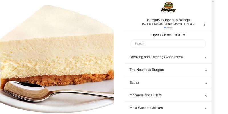 Burgary Burgers & Wings Menu