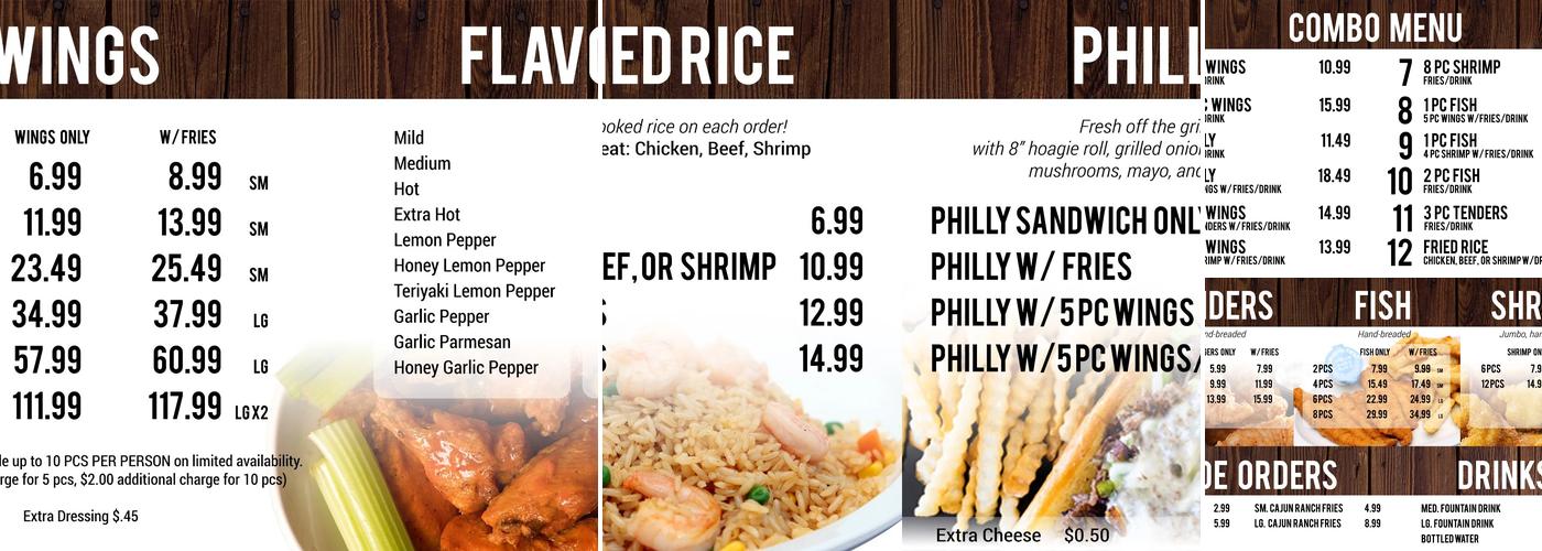 A Town Wings Menu